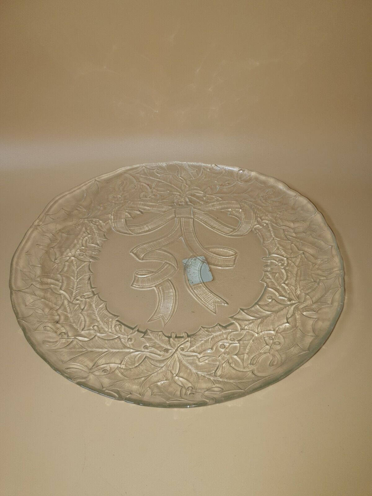 Arcoroc Glass Platter Happy Holiday Christmas 13"