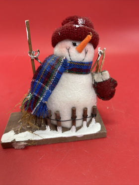 Vintage Snowman Ornament .Christmas Decor