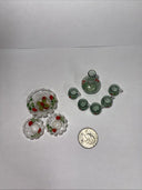 Antique Miniature Dollhouse Glass Bowl Lot 3 & US ZONE  Decanter & 5 Cups