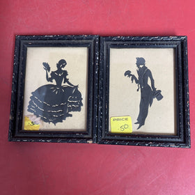 Vintage Victorian Style Vintage Silhouette Art -- Set of Silhouette Art