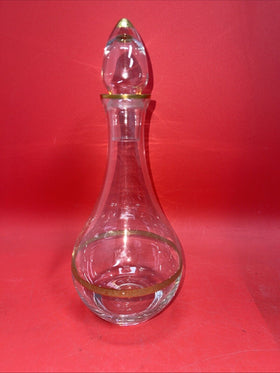 Glass Decanter 24K Gold Accent Bands Whiskey Wine Imperial Crystal Collection 