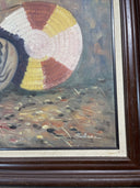 Original Native American Southwest Pottery Canvas Oil Painting Signed Santana