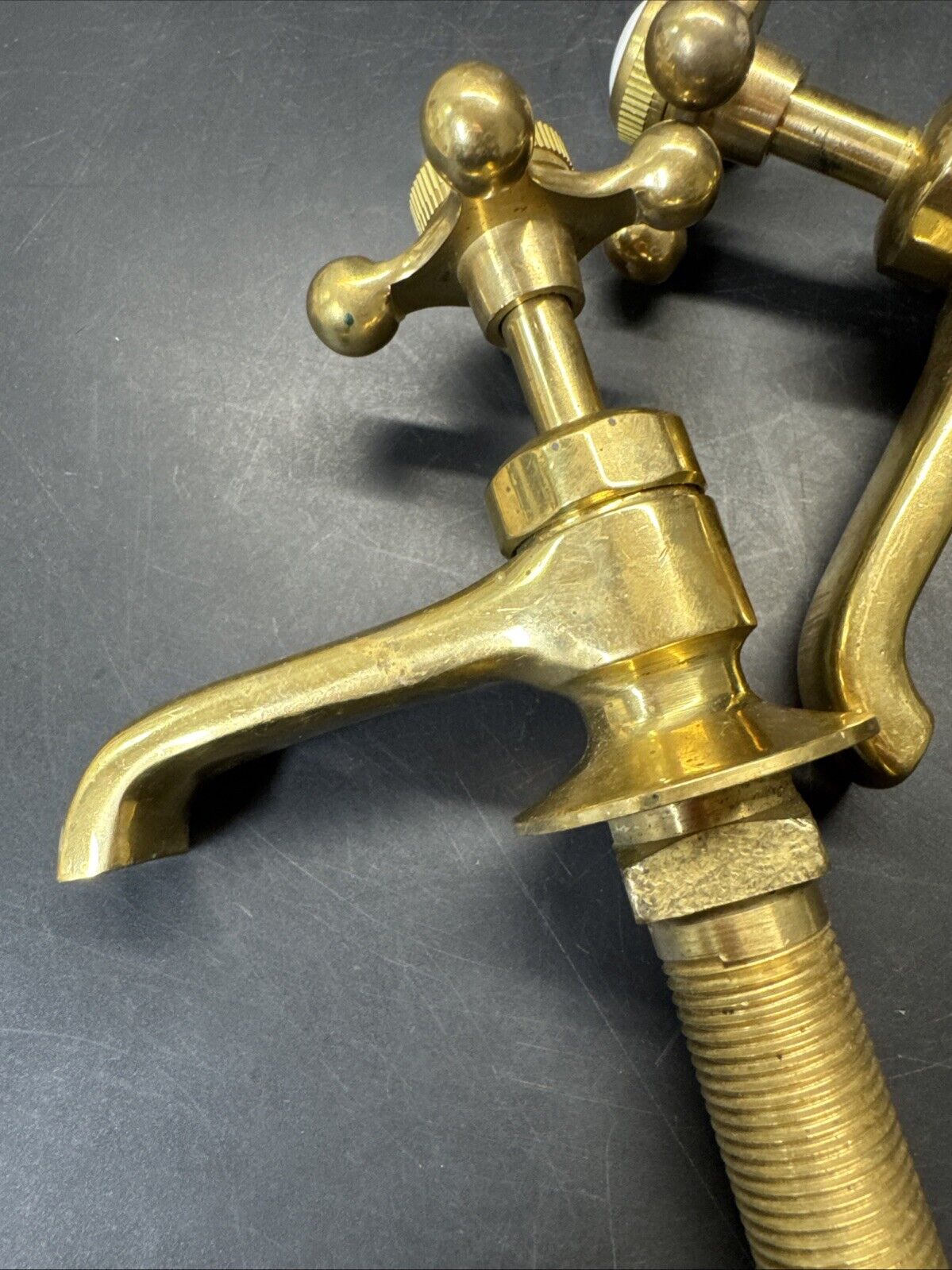 Vintage BRASS BATH HOT & COLD KITCHEN SINK BASIN CROSS HANDLE TAPS OLD