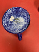 Blue and White Stoneware Sponge ware Milk Pitcher & Sugar in Cobalt Blue