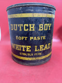 RARE Vintage Circa 1940s Dutch Boy White Lead Soft Paste Lidded Pail 100LB