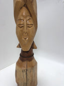 Vintage Folk Art Hand Carved Wood Woman Ethnic