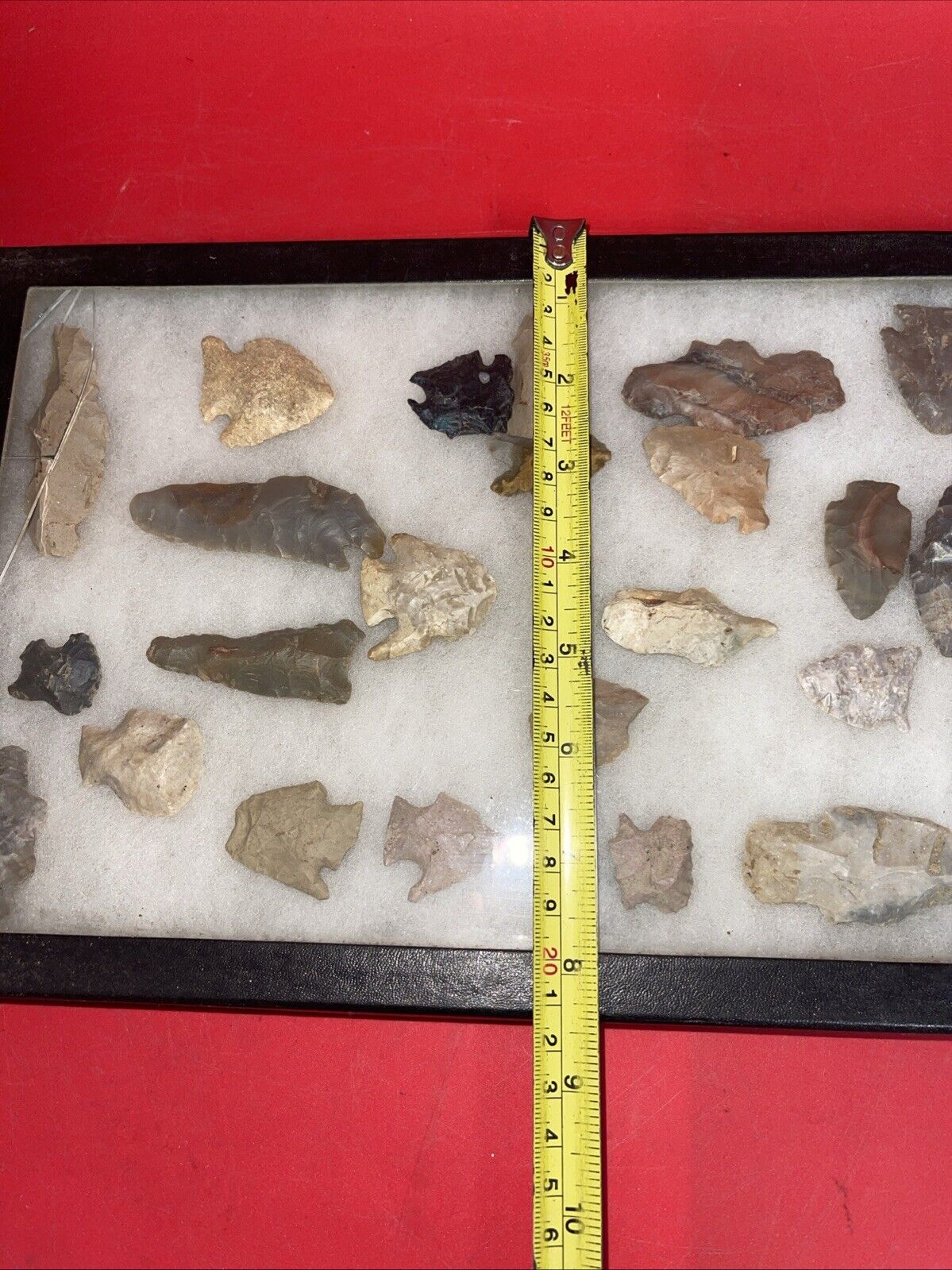 Native American Artifacts Lot 24 w/ Frame Arrowheads Collection 12”x8” Frame #4