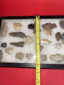 Native American Artifacts Lot 24 w/ Frame Arrowheads Collection 12”x8” Frame #4