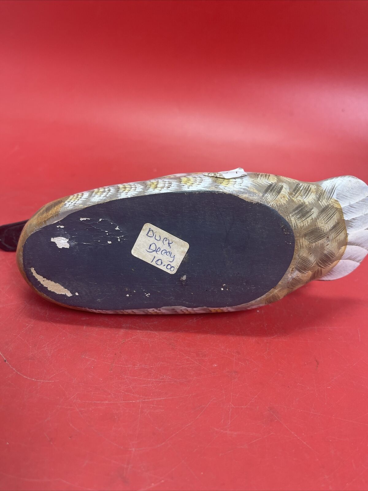 Handmade Carved Painted Wood Duck Figurine
