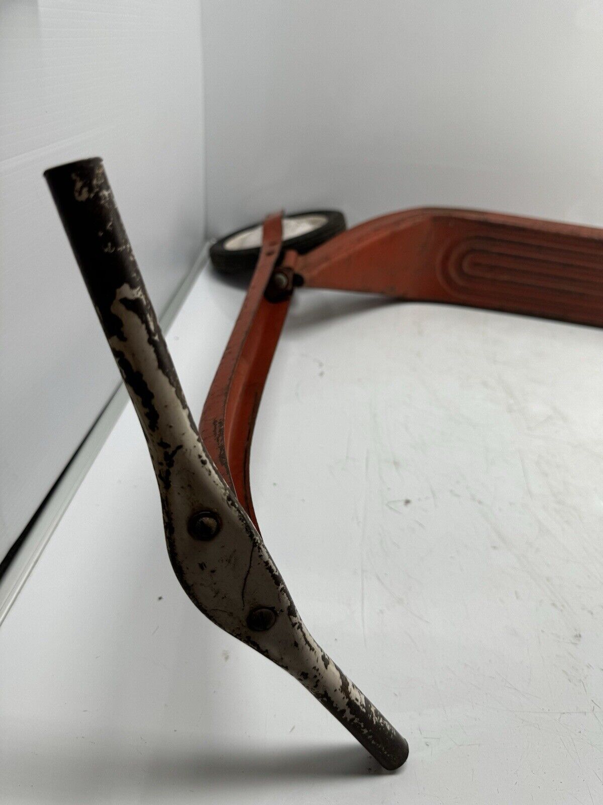 Vintage Red Metal Foot-Push Scooter