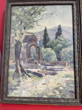 PIERRE VIGNAL Watercolor Art Print TIVOLI In the Gardens Of The Villa Adriana 2