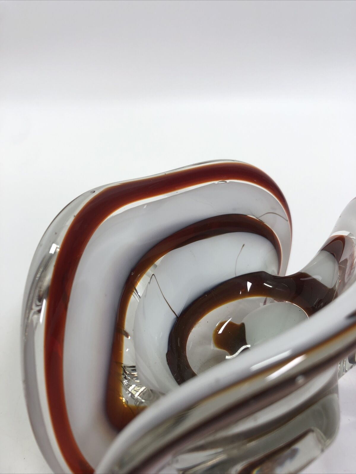 MURANO GLASS GEODE FREEFORM SMOKE AND CLEAR BOWl