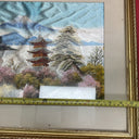 Vintage Silk Embroidered picture Japanese Landscape frame