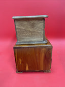 Lot of 2 Vintage Wooden Jewelry Boxes w/ Hinge Opening Mirrors Drawers