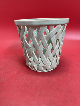 Pottery Basket Ceramic Woven Lattice Basket