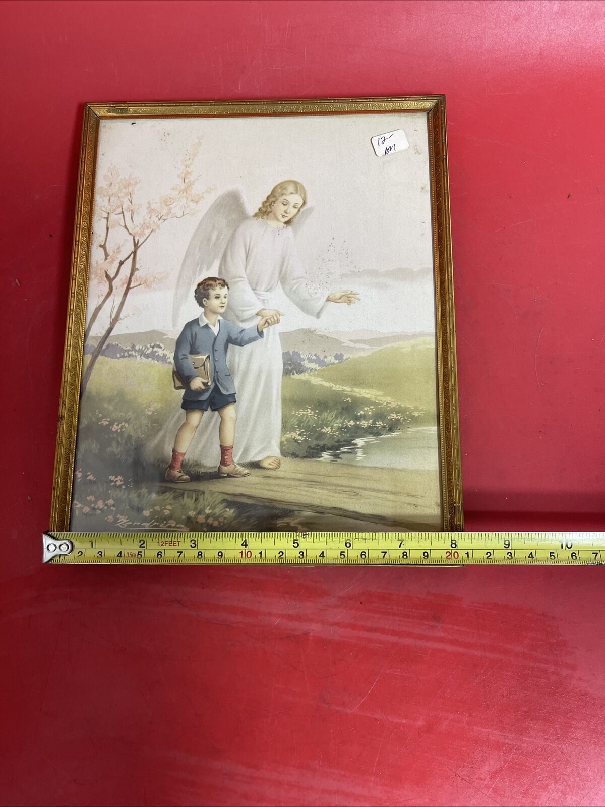 Vintage Religious Guardian Angel Frame Stand