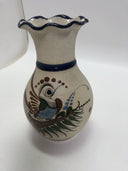 Vintage vase  Tonala Pottery Mexican Folk Art Bird Flowers Sand Stone Signed JC