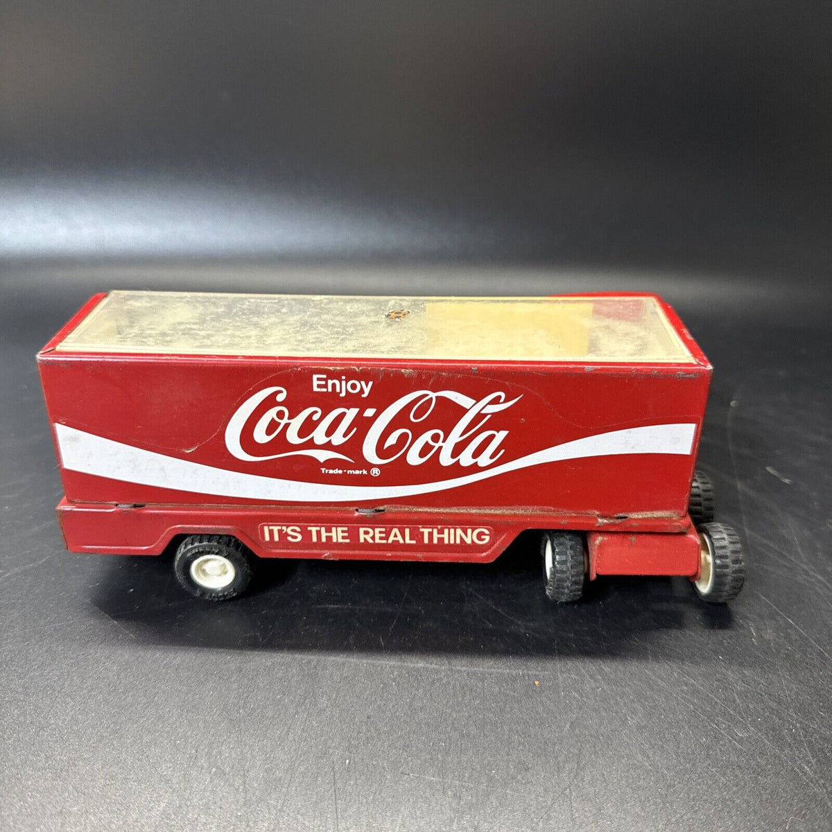 Vintage Buddy L Coca Cola Delivery Trucks,  Tractor Trailer Red Metal Coke Bottl