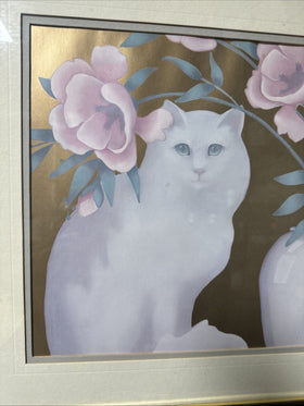 Vintage Cat Print by Elizabeth Brownd in Frame