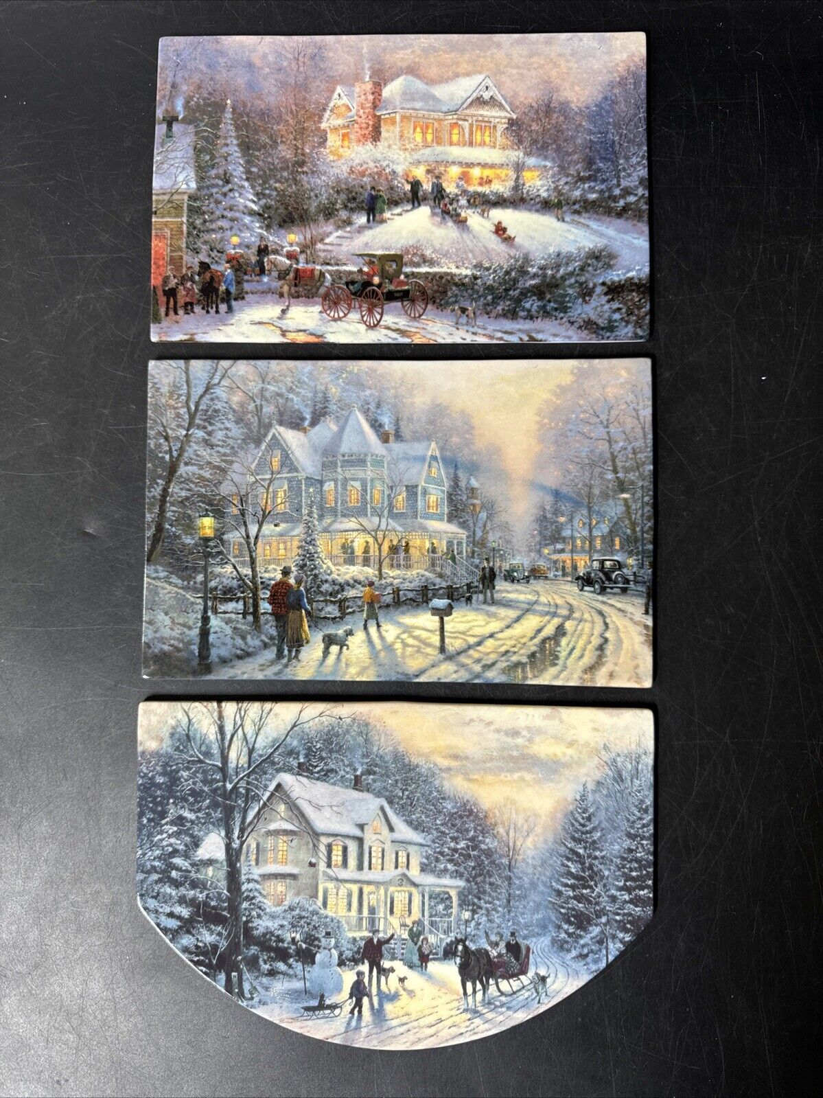 Thomas Kinkade Holiday Winter Collectible Trays/ Lot Of 3