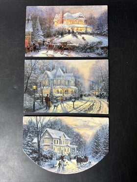 Thomas Kinkade Holiday Winter Collectible Trays/ Lot Of 3