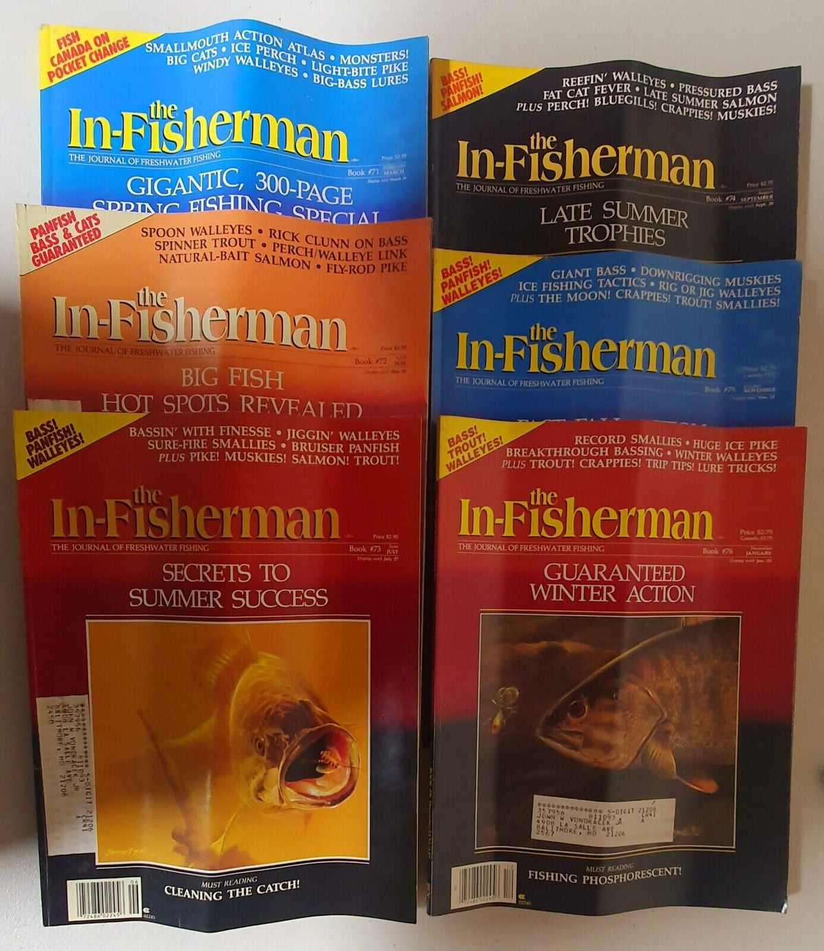 In-Fisherman Magazines Lot of 6 #71-76 (Feb 1987 - Jan 1988)