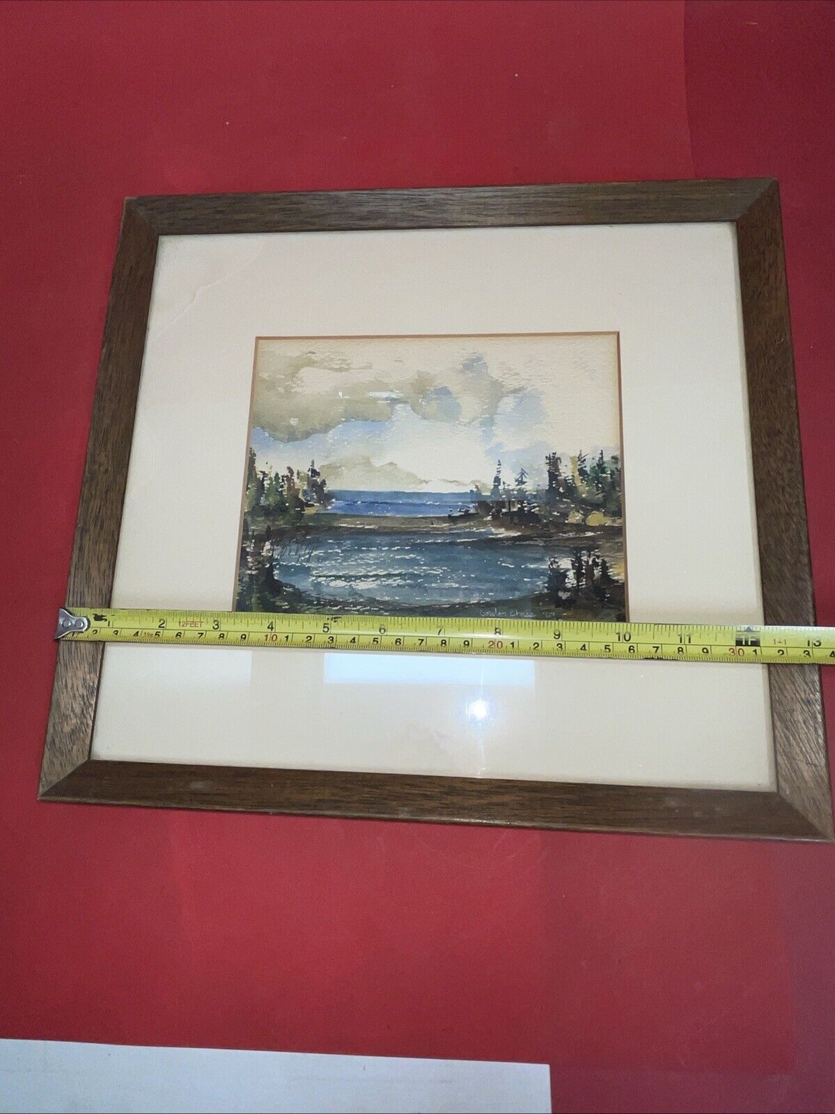 Painting By Gordon Chase Rocks & Sea  1967  OG Watercolor 6”x7”