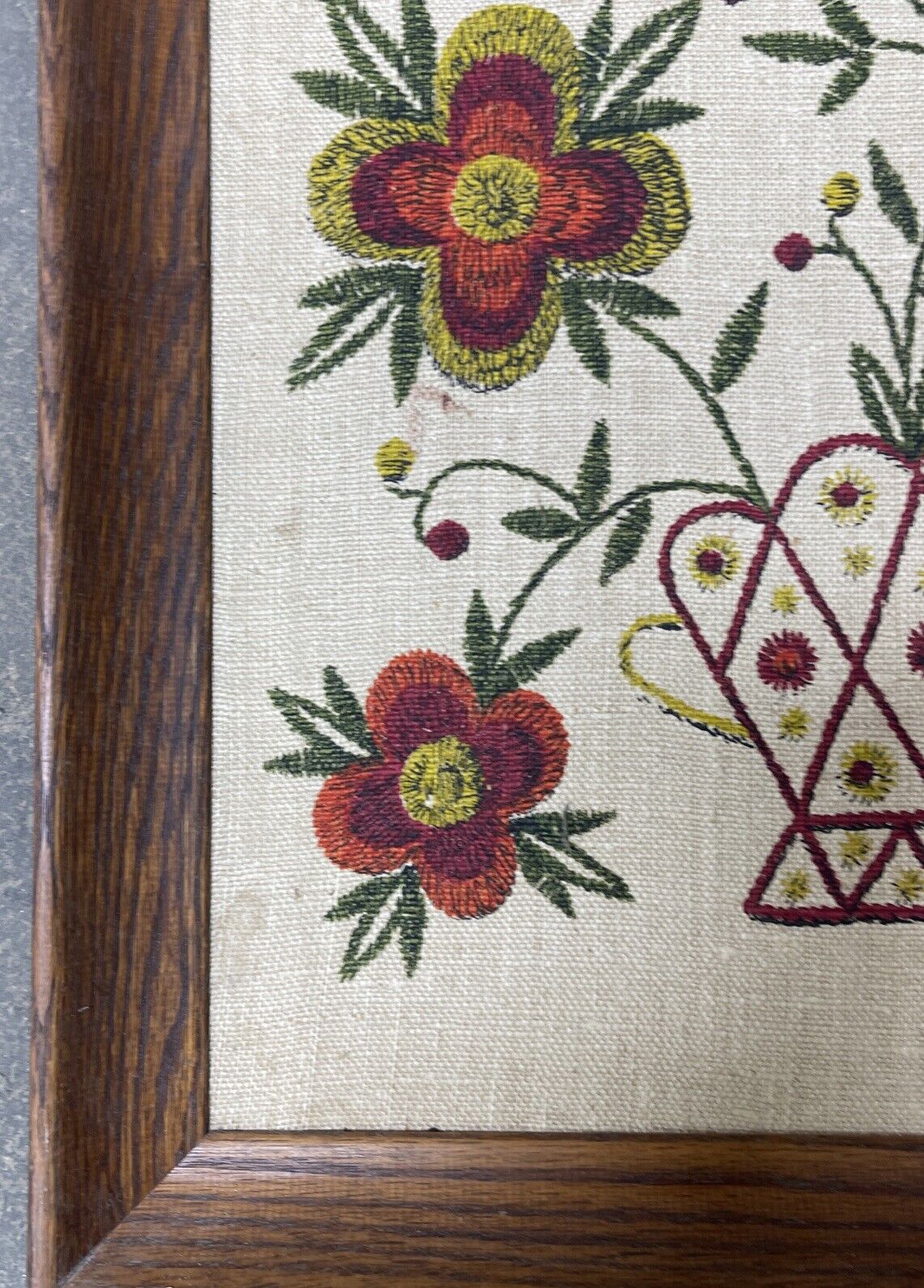 Vintage John L Gieroch Framed Wall Art Linen Burlap 1760 
