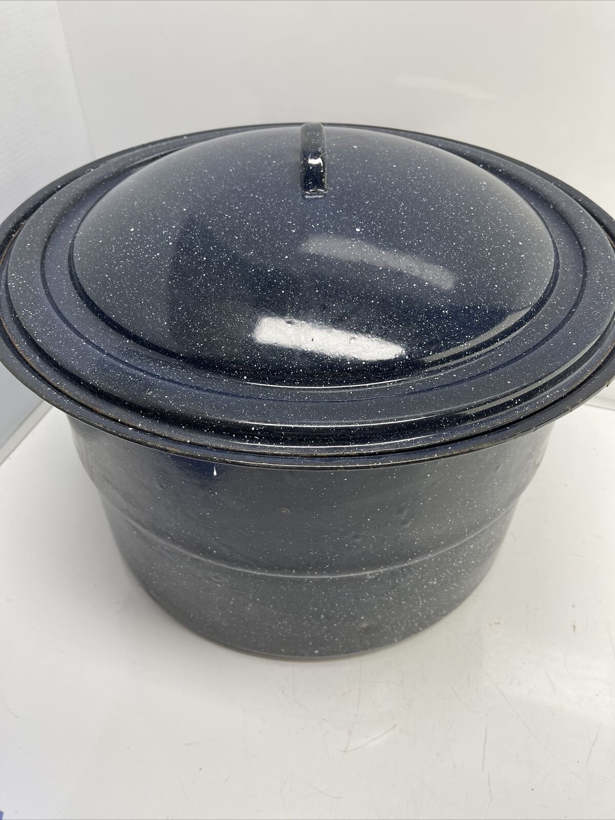 Cookware Vintage Canning Stock Pot Black Speckled XL w/ Wire Rack *