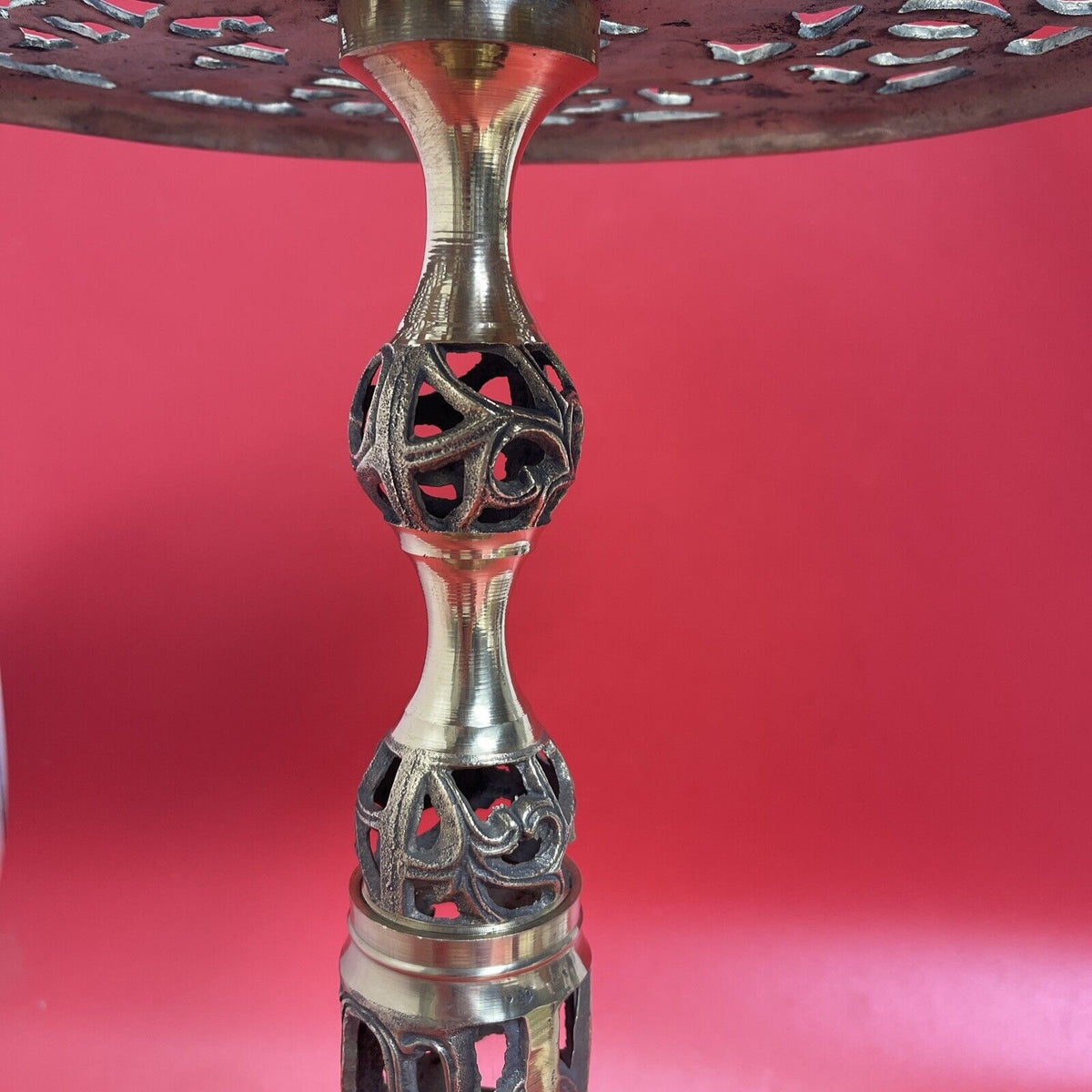 Vintage Brass Effect Metal Fretwork Plant Stand 17.5”
