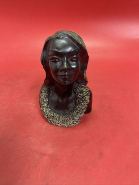 Vintage Signed Frank Schirman 1967 Exotic Black Coral Hawaiian Woman-Laya