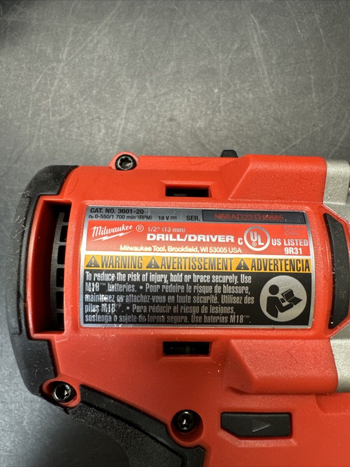 Milwaukee M18 3601-20 Drill Driver, Charger And Battery