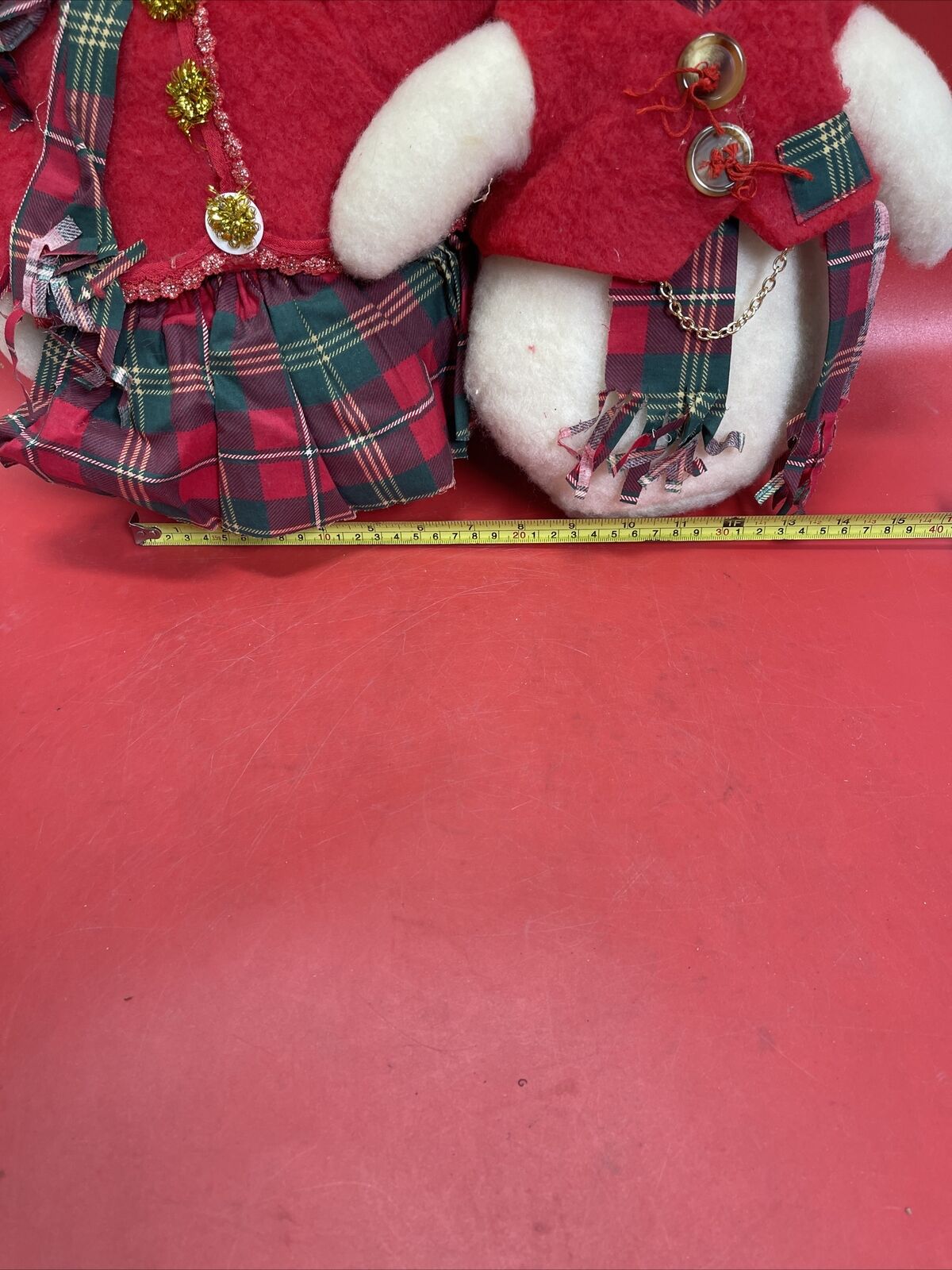 Vintage Festive pair of plush snowmen