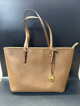 MICHAEL KORS Jet Set Charm Top Zip Brown TOTE