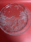 Vintage Crystal Clear Studios Serving Platter Embossed Santa Sleigh Dish 14"