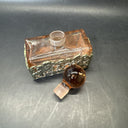 Vintage Art Nouveau Pink with Silver Lattice Ornate Perfume Bottle