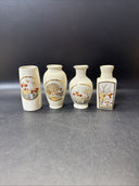 Vintage Art Mini Vase Japan Humming Bird Peacock/ Lot Of 4