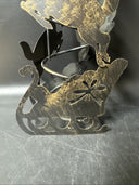 Metal Sleigh And Reindeer 3 Candle Holder 14” Tall