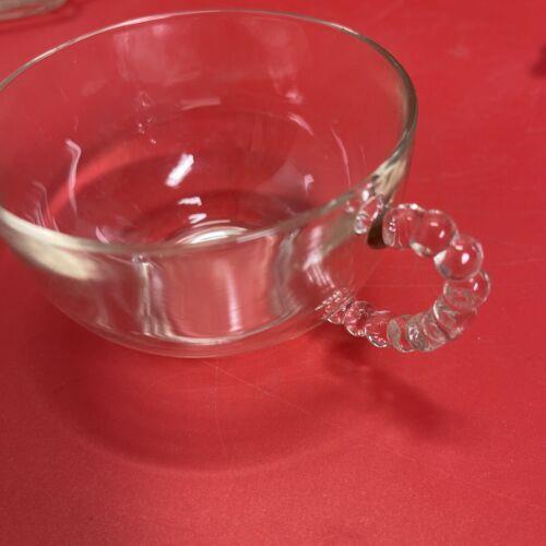 Vintage Glass Snack Tray Leaf And Teacup Tea Coffee Cup Set 4+4