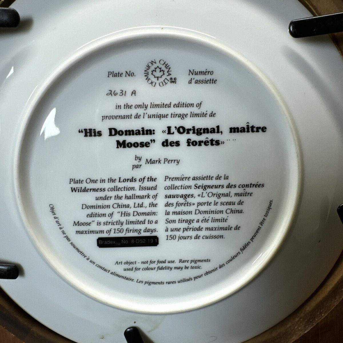 Dominion China Lords of the Wilderness Collector Plate - 'His Domain: Moose'