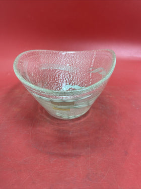 Vintage Italian Venetian  Italy Glass Green& White  Bowl