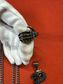 Stainless Steel Red Glass Claw Pendant, Necklace, Ring/ Set Of 3