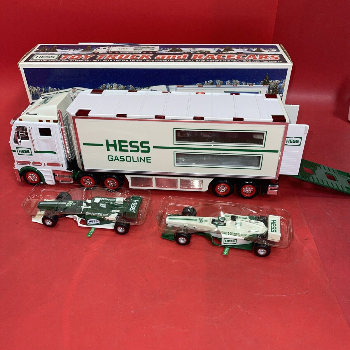 2003 Hess Toy Truck and Racecars Original Box & Bag