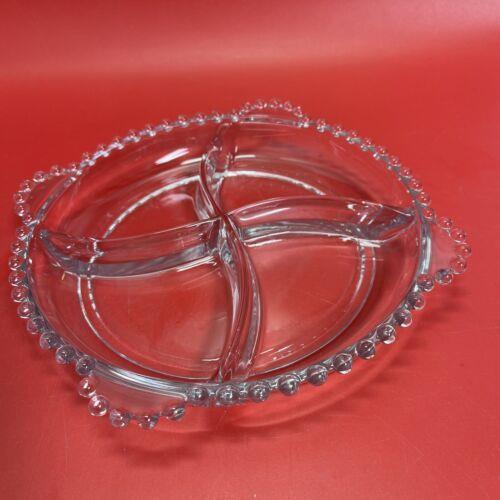 Vintage Imperial Glass Candlewick Heart Shaped & Serving Dish Divided Into Four