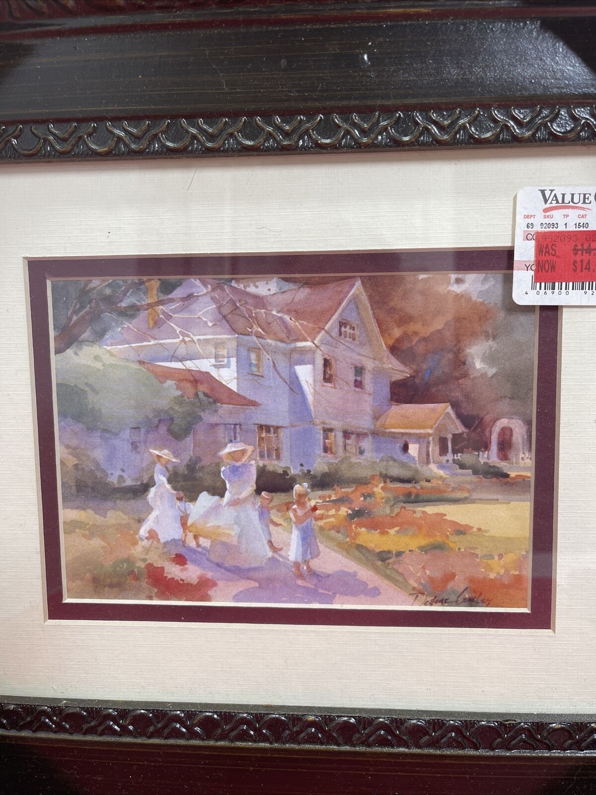 Painting,,Nature,house,ladies with children’s ‘’ Vintage photo frame 16x14
