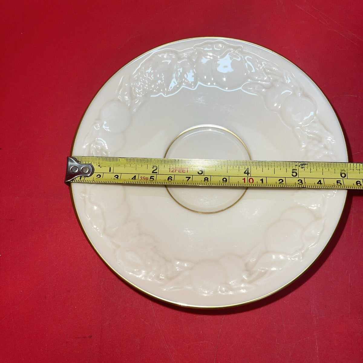 Lenox Fruits Of Life Tea 4 Cups & 3 Saucers, Creamer, Gold Trim