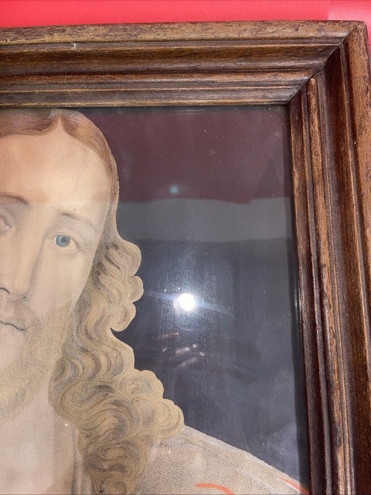 Antique 19th Century 1850s Sacred Heart Of Jesus Christ Chromolithograph Print