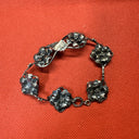 Antique Vintage Sterling Silver Bracelet 7” With Flowers