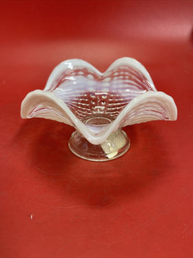 Antique White Opal Glass Footed Bowl