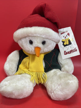 Holiday Snowman White Plush International Bazaar w/ Hat Scarf Vest 18" 